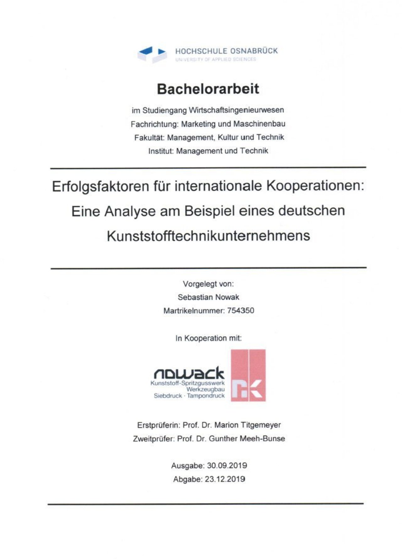 Nowack-Nachwuchs lotet Erfolgsfaktoren für internationale Kooperationen aus